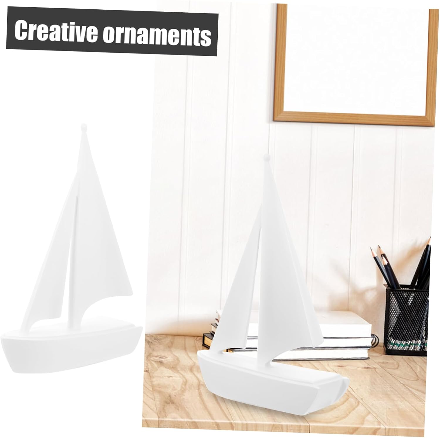 Unomor Multifunctional Resin Sailboat Ornament for Home Office Decor for Housewarming