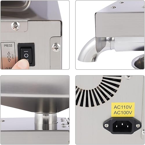 Miniatura 7 de Máquina de prensa de aceite comercial de 110 V, extractor de aceite de acero inoxidable 610 W, prensa fríacaliente para maní, girasol, nogal (45% de