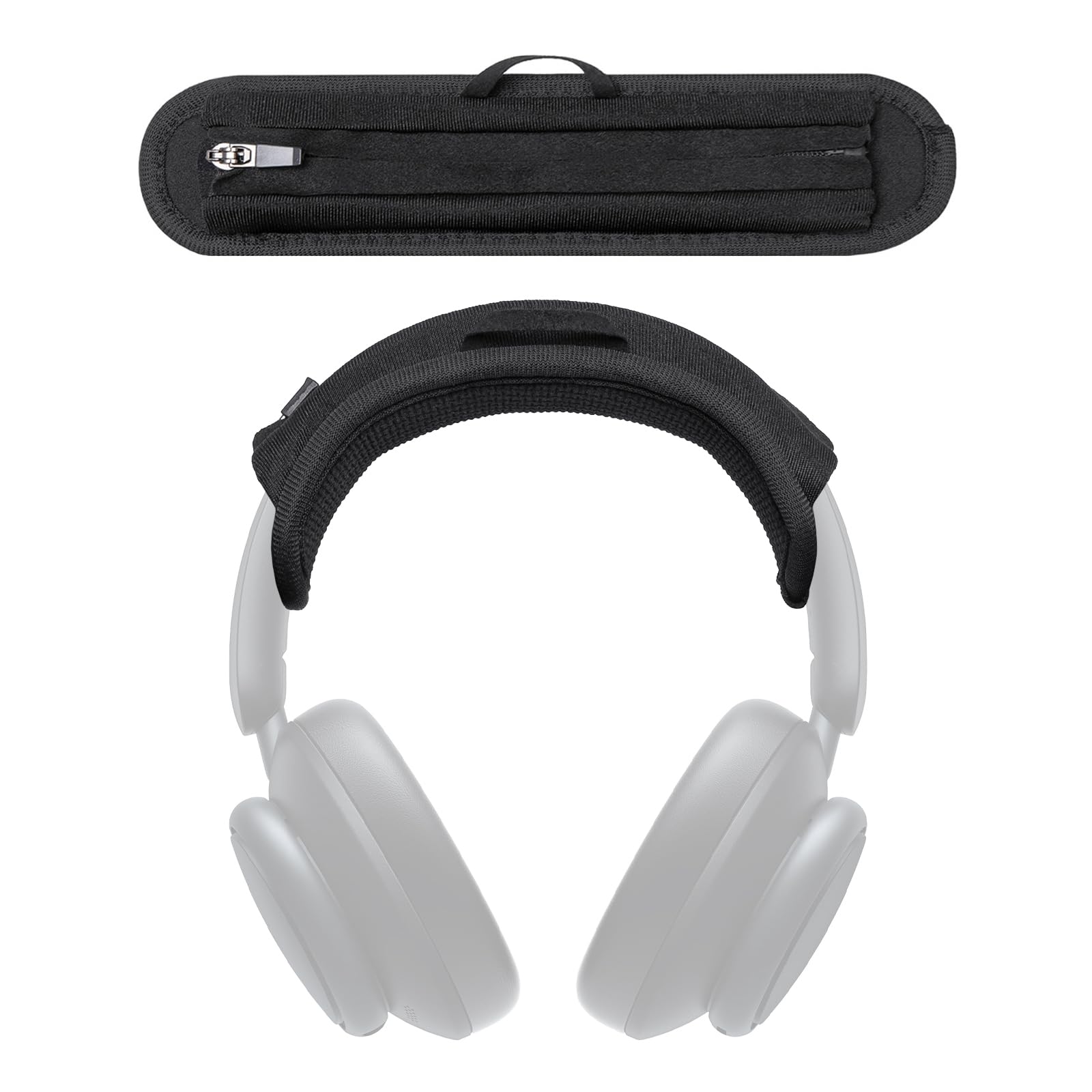 Headband Cushion Cover Compatible with Anker Soundcore Space Q45, Life Q35, Q30, Q20, Q20i, Q20+, H30i Q11 Q11i Headphones, 6mm Thick Cushion, No Wobble Zipper Slider, with Hanging Loop