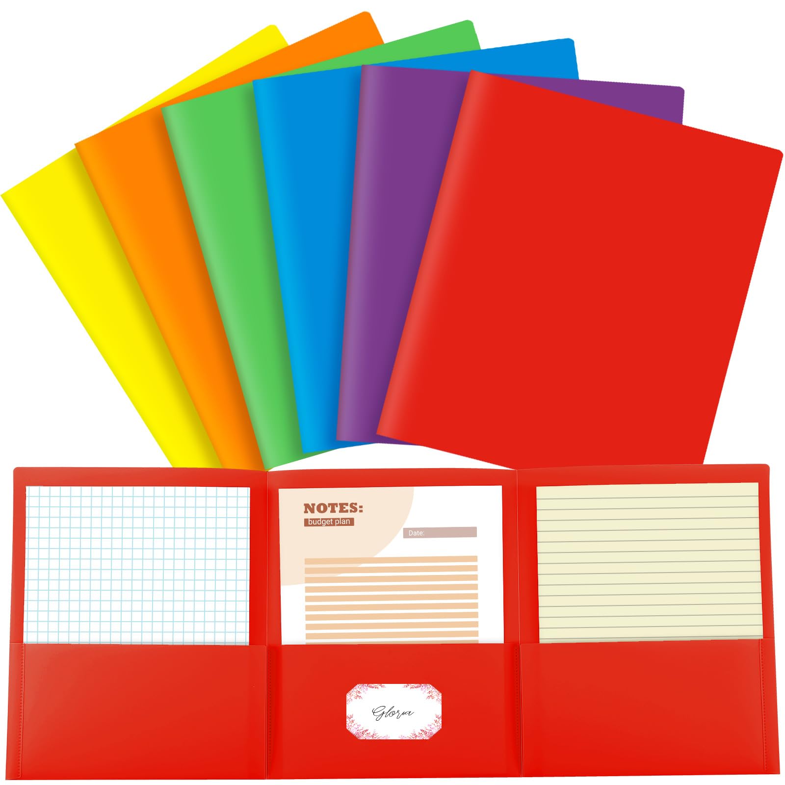 Dunzoom 6 Pcs Tri Fold Folders with 3 Pockets 8.5 x 11 Inch Letter Size Plastic Tri Fold Multiple Pocket Folders for Communication Homework College