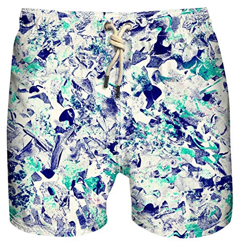 Azul Siete Traje de baño para hombre con estampado de secado rápido con forro de malla, Suertudo, Medium