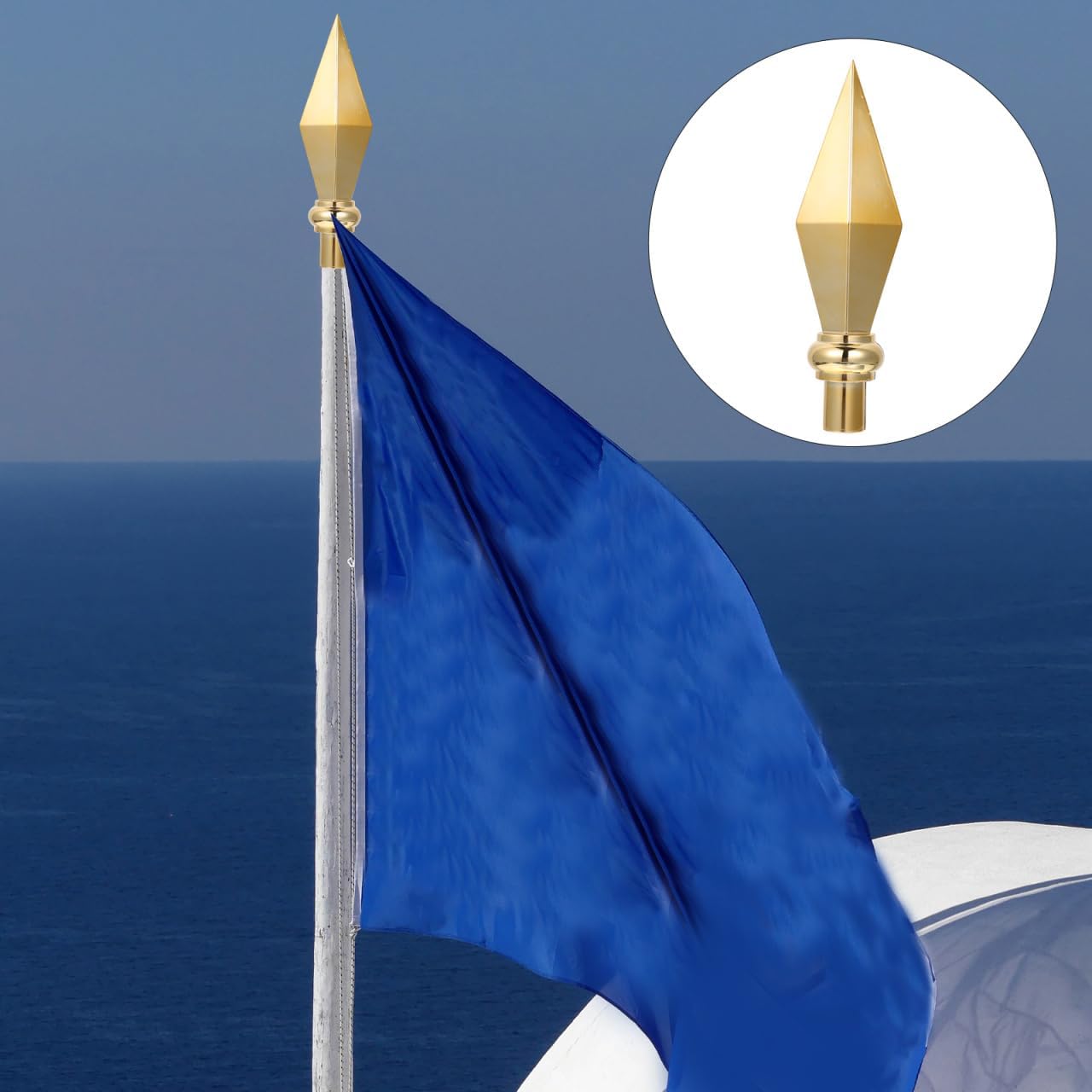 YARNOW Flagpole Topper Flag Pole Top Cap Aluminum Alloy Finial Flag Head Replacement Flagpole Ornament for Outdoor Indoor Gold 29X8cm - Image 9