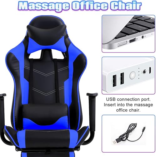 Miniatura 47 de PC Gaming Chair Ergonomic Racing Office Chair Video Game Chair, Massage Function Lumbar Support with Arms Footrest & Headrest Nice Chic Desk Chair,