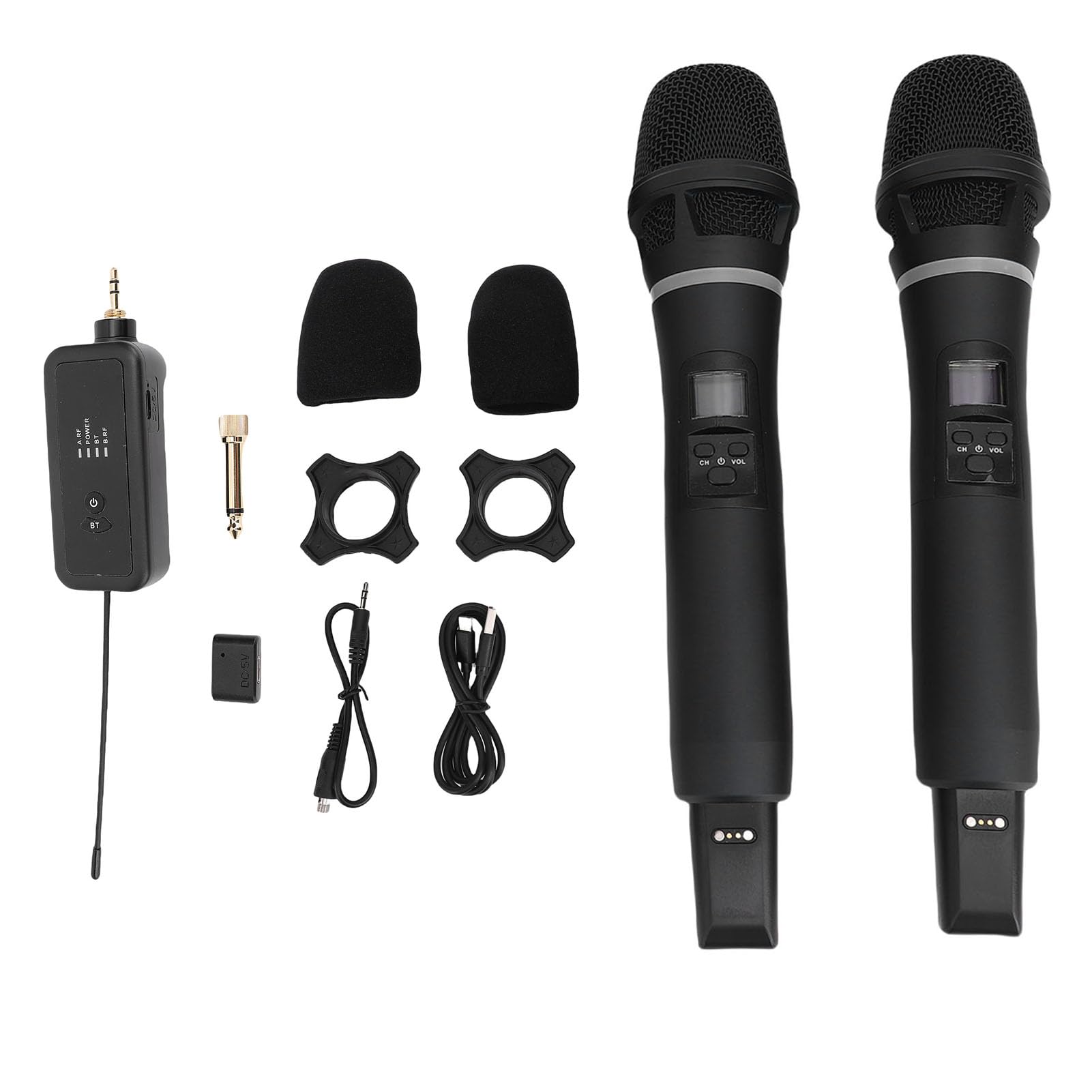 Tbest Set Microfono Portatile Wireless Professionale per Cantare Al Karaoke, Matrimonio, Festa