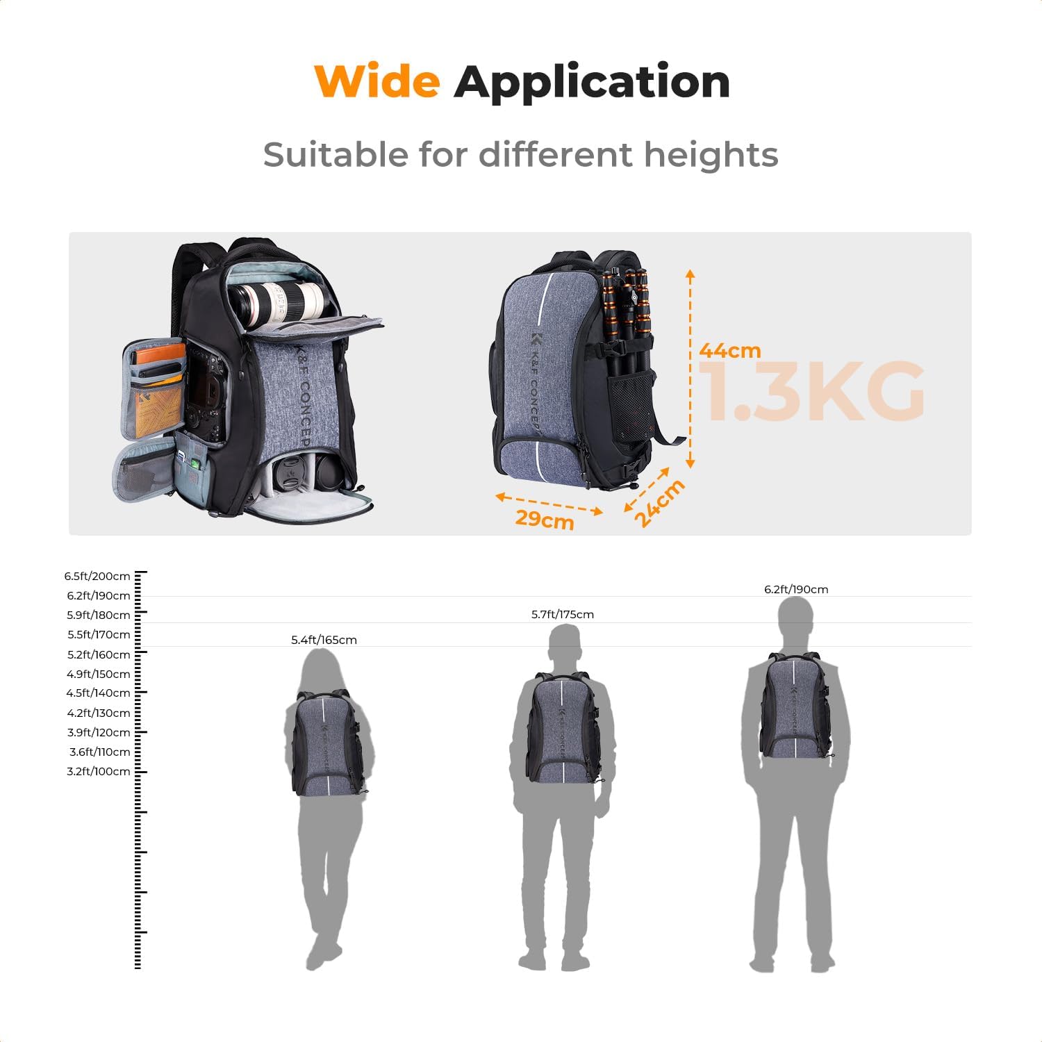 K&F CONCEPT Camera Backpack,25L Large Capacity Camera Bag for Photographers with Raincover and 15.6 Inch Laptop Compartment Compatible for Canon/Nikon/Sony/DJI Mavic Drone