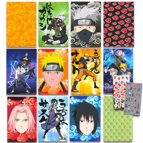 Pósteres de Naruto para paredes con 12 mini postales de arte y marcapáginas para collage