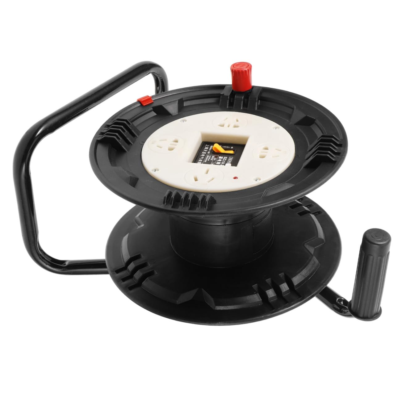 ABOOFAN Enrollador de Cable Retráctil Carrete de Cable de Alimentación de Plástico Negro Diseño Vacío Capacidad para 30 Metros para Hogar E Industria