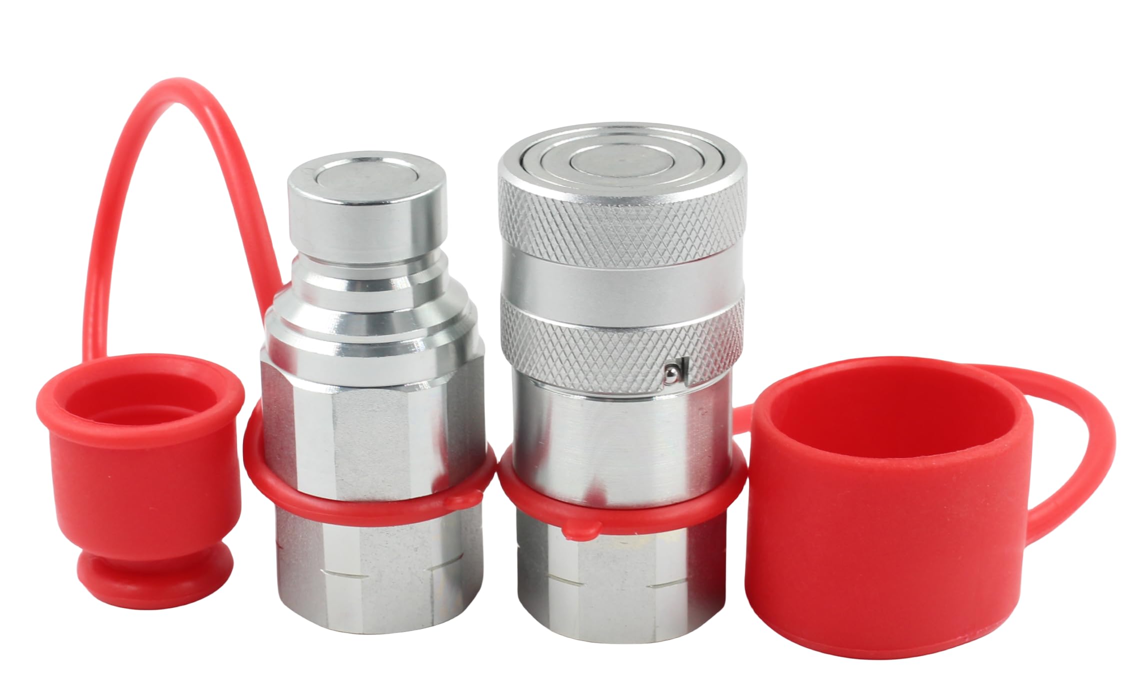 Blueagle 1/2" NPT 1/2'' Body Skid Steer Bobcat Flat Face Hydraulic Quick Connect Couplers/Couplings Quick Disconnect Set w/Dust Caps ISO16028