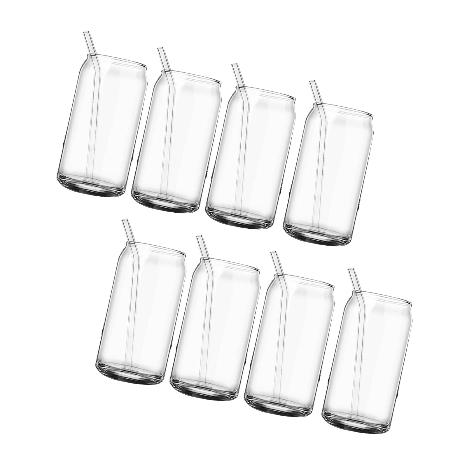 Gobelets en verre style canette avec couvercle et paille, lot de 8 pour la maison