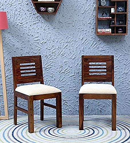 Image of Mamta Decoration Solid Sheesham Wood Dining Chairs for Home and Office | Teak Finish | Set of 2