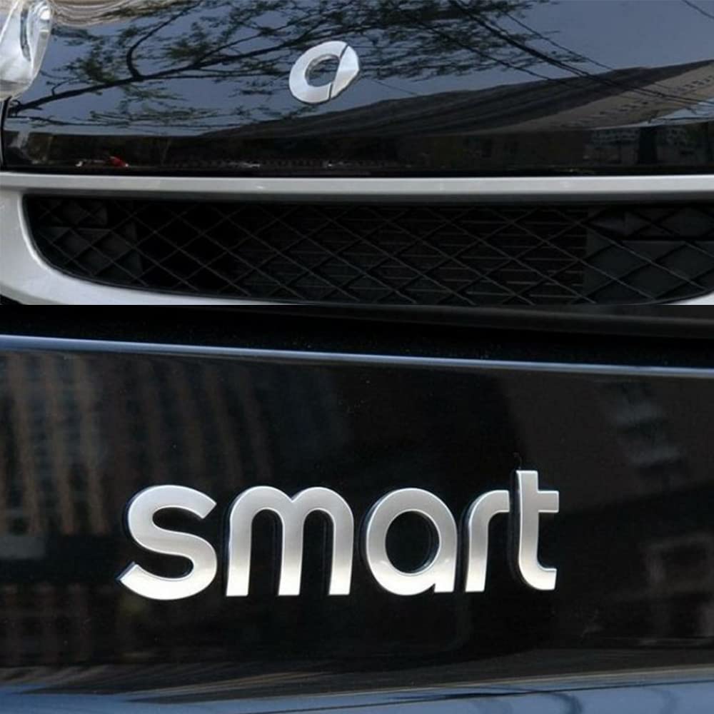 Auto Decalcomanie Adesivi per Smart 451 453 fortwo forfour, Auto Badge Logo Stemmi e Decorazioni Logo Lettera, Car Body Logo Sticker Decal, Auto Esterni Adesivi Car Styling,A Matte Silver