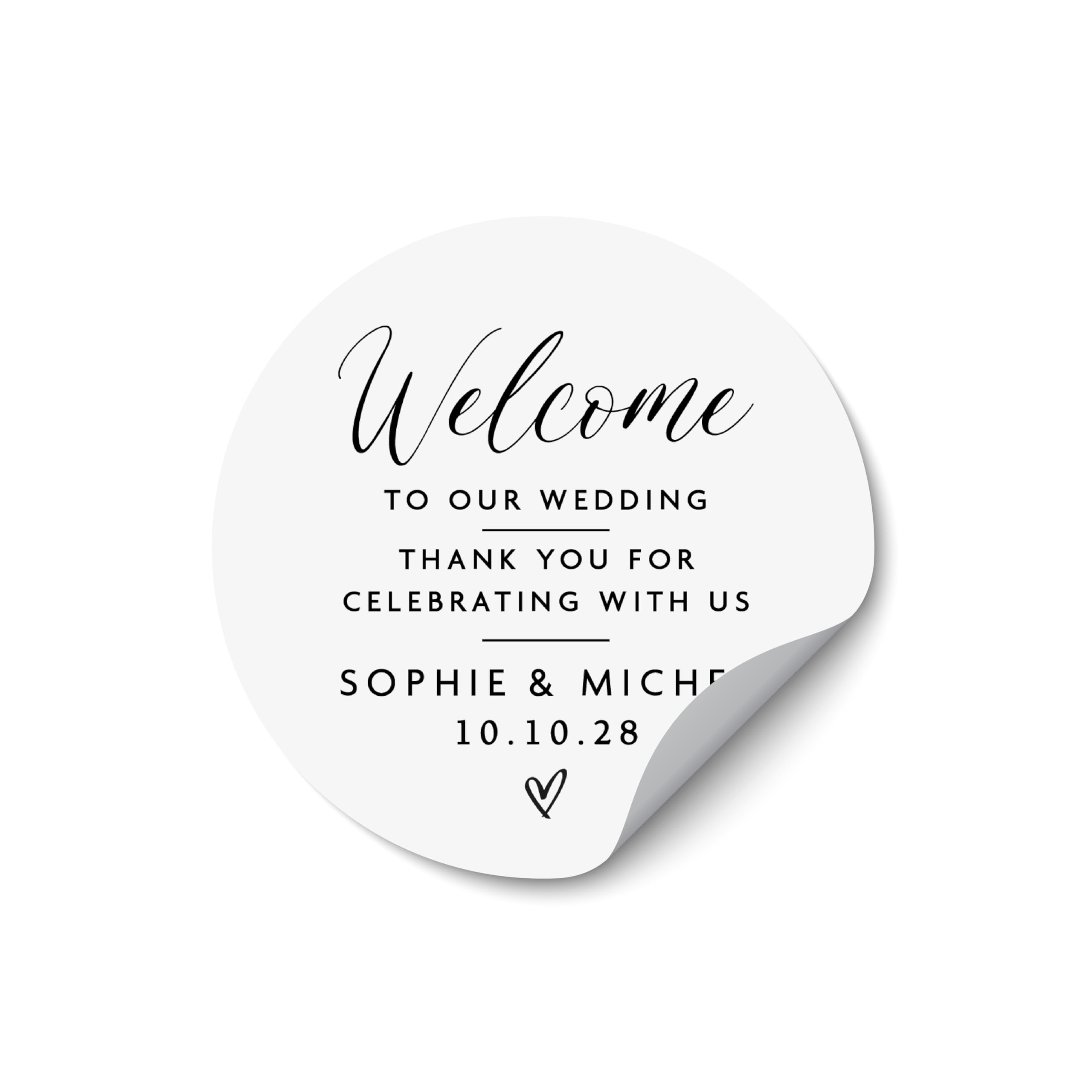 Personalized Welcome Stickers for Wedding Gift Bags, Wedding Welcome Stickers for Guest Favors, Welcome Stickers with Couple Names and Date - RW09