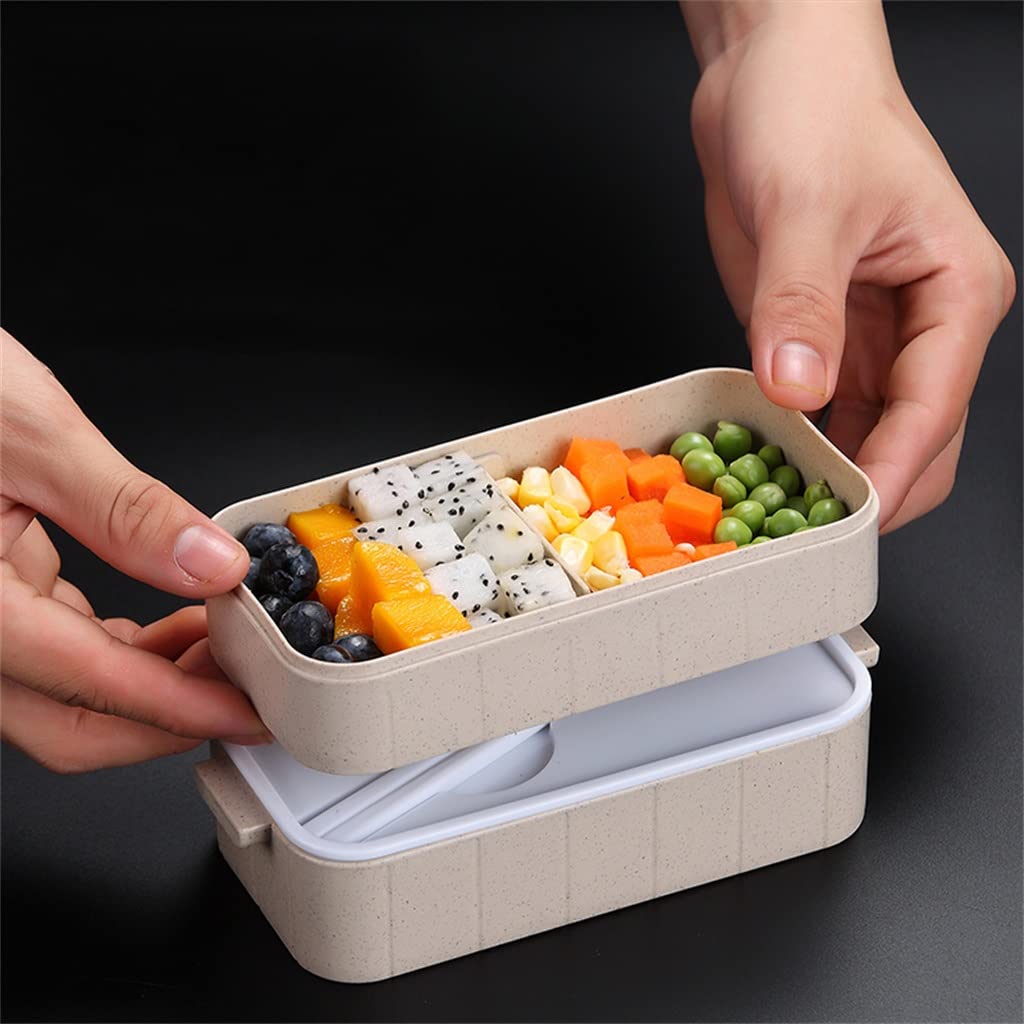 Fiambrera for niños Bento Box Picnic Contenedor de almacenamiento de plástico Vajilla Fiambreras térmicas for alimentos Fiambreras(Beige)