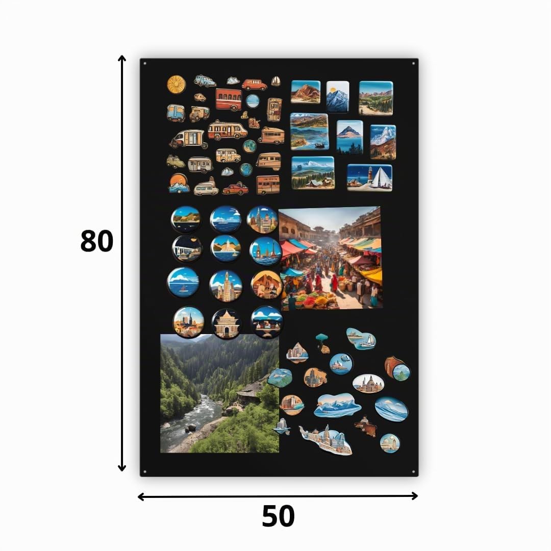 Tableau Magnétique - Tableau Effaçable en Acier - Idéal pour Aimants et Notes - Tableau Noir Magnétique Mural - Compatible avec Marqueurs Craie - Kit de Montage Inclus - 80x50 cm - Noir