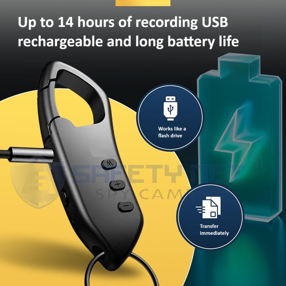 Image of SAFETYNET Small Keychain Audio Voice Recorder MP3 Playback Dictaphone Keychain Recorder Indoor Outdoor Small Sized and Portable (16GB Inbuilt)