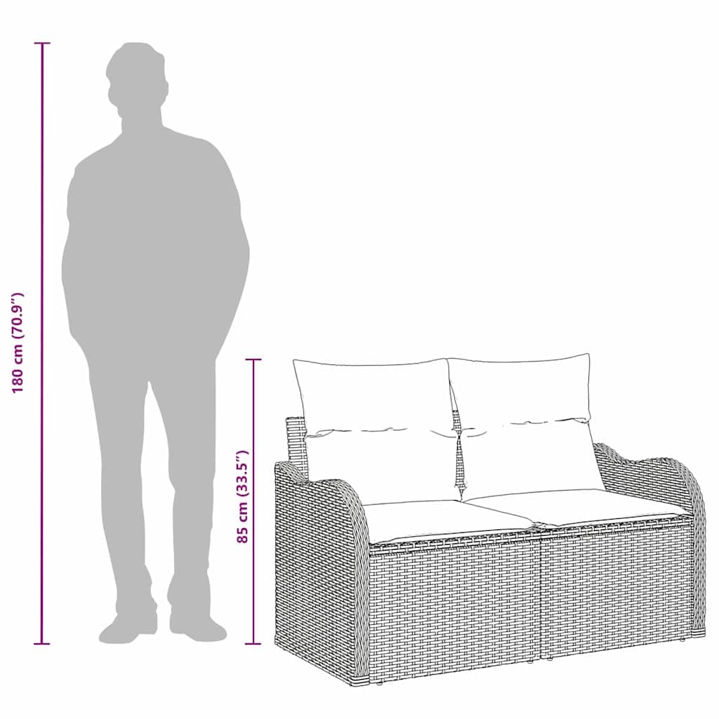 vidaXL Divano da Giardino con Cuscino Nero 121 x 62 x 69cm polyrattan, Divano modulare Leggero per Giardino e terrazzo, Resistente ai Raggi UV, Perfetto per Esterni