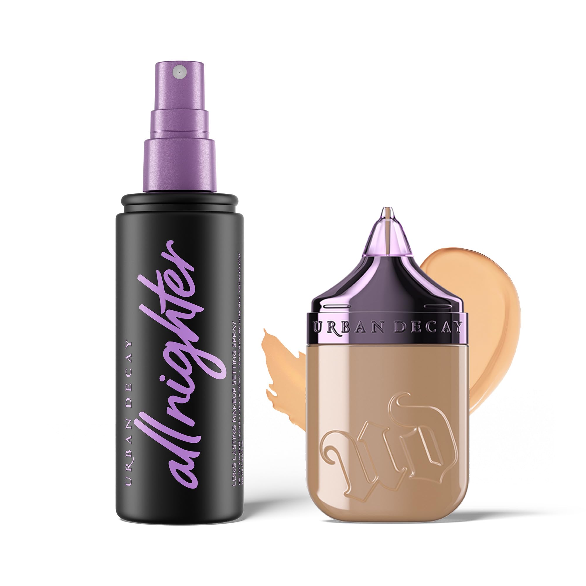 Urban Decay Waterproof Natural Matte Foundation & Setting Spray Bundle - Face Bond Foundation (13 Light Medium Cool) Medium Coverage - All Nighter Waterproof Setting Spray (4 Fl Oz) Smudge-Proof Wear