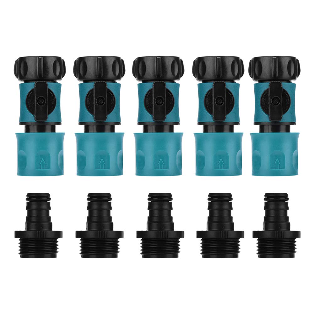 Buy Garden Hose Quick Connectors Male and Female, Plastic Hose Connector with Shut Off Valve and