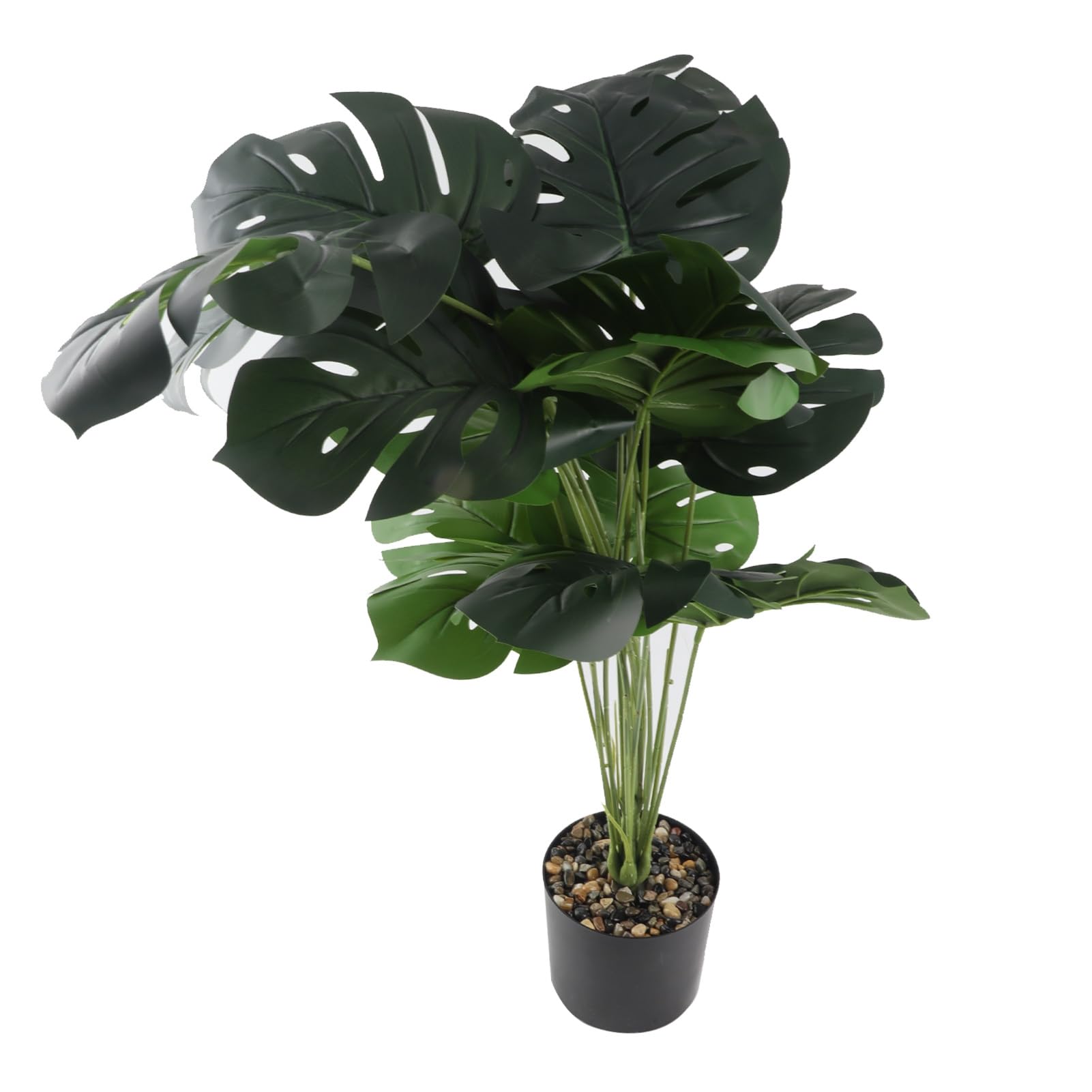 Aramox Sztuczna Roślina Monstera Deliciosa, Plastikowa Sztuczna Roślina Monstera 80 Cm 18 Liści, Niewymagająca Konserwacji Doniczkowa do Wnętrz na Zewnątrz Biuro w Domu Wystrój Ogrodu