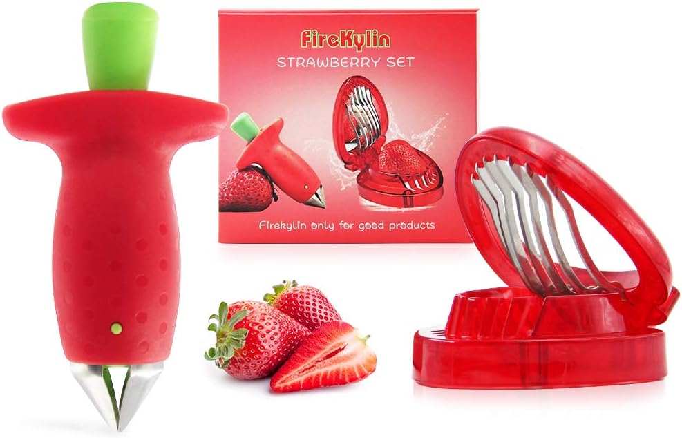FireKylin Strawberry Huller Stem Remover and Strawberry Slicer Set