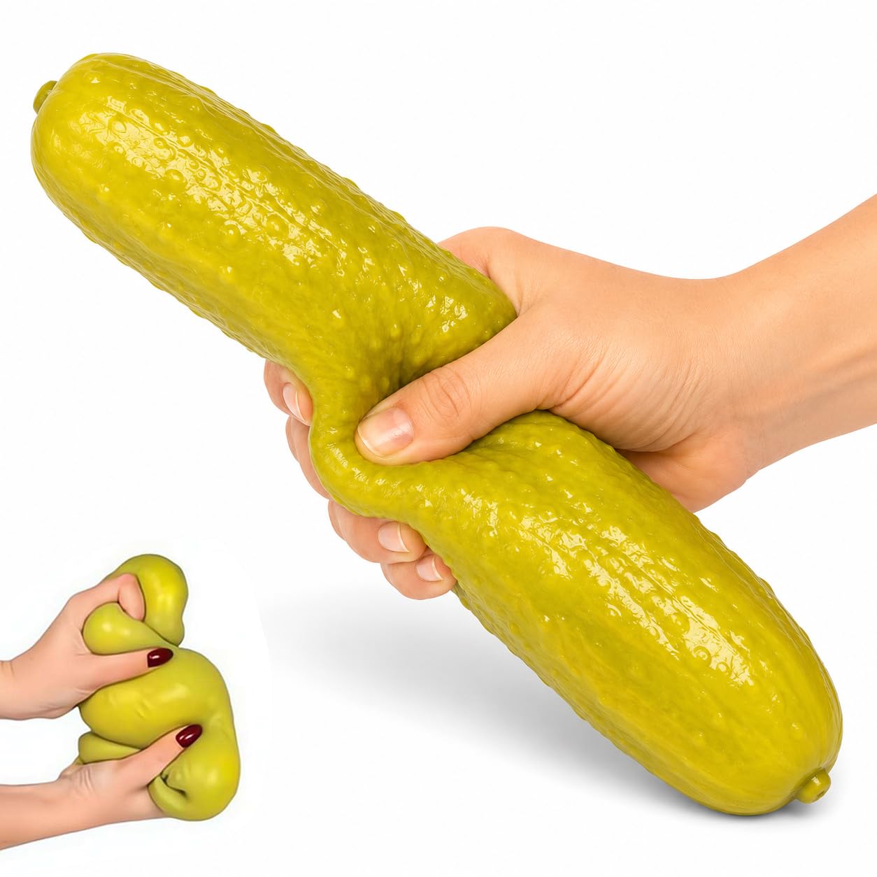 Jumbo Pickle Stress Relief Toy, 25cm Giant Cucumber Squeeze Toy for Anxiety, Slow Rising Calming Sensory Fidget, Soft Texture Funny Design for Adults, Office Desk Decor Novelty Fruit Shaped Ball