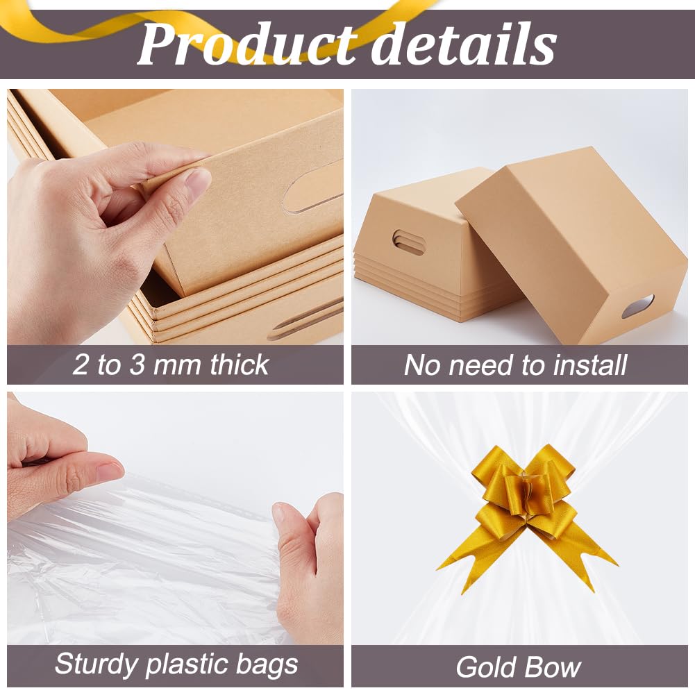 AHANDMAKER Confezione da 10 cestini vuoti per regali, cestini di carta con sacchetti regalo con nastro per Natale, matrimoni, bomboniere, decorazioni per le vacanze, 25,4 x 20,3 x 7,6 cm