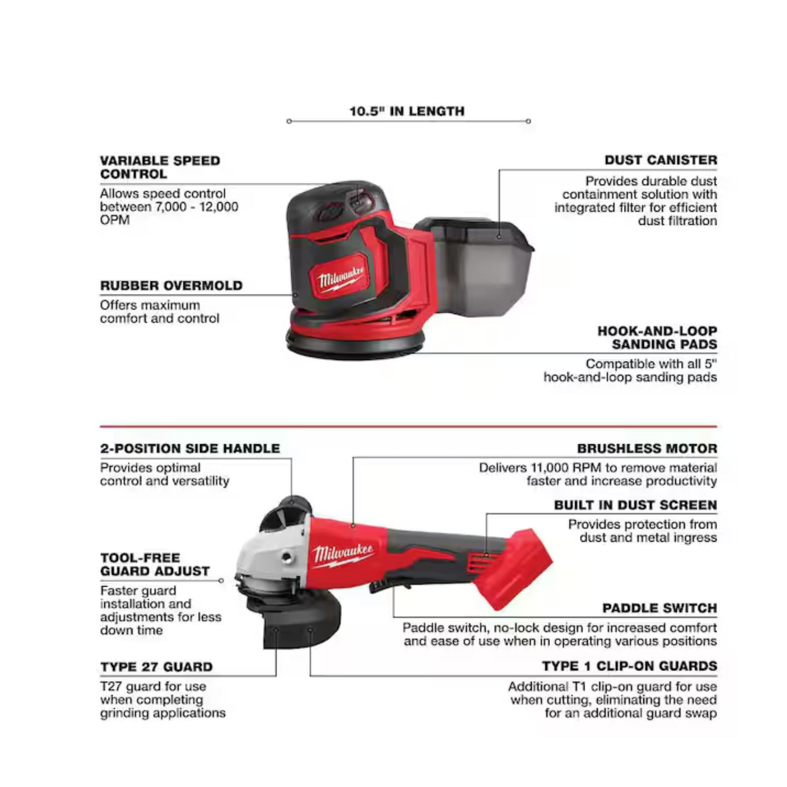 Milwaukee M18 Kit combinado de herramientas eléctricas inalámbricas de 18 V, juego de 8 herramientas, 3 baterías, 2 bolsas de herramientas, cargador incluido
