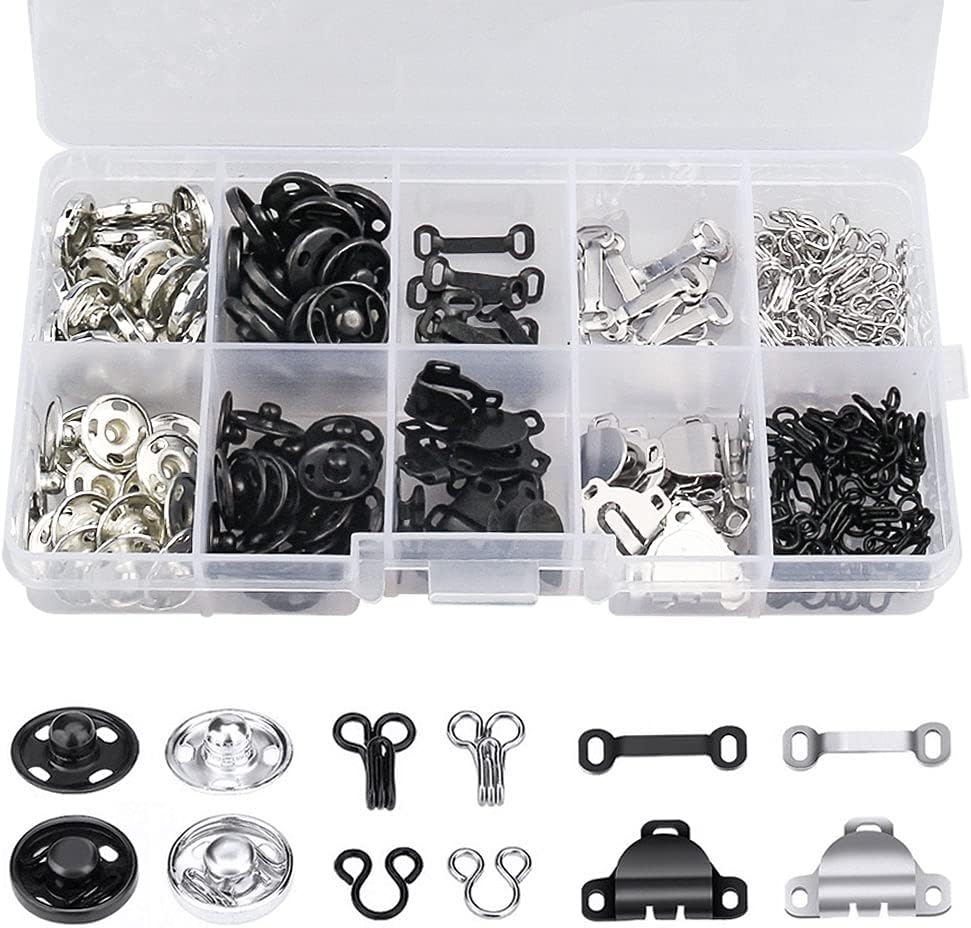 FASHIONTOAD 50 Pairs 3 Styles Skirt Hooks and Eyes Sewing Hook, Sewing Snaps Clothing Fixing Tools with Metal Snaps Buttons Fasteners Press Studs for Trousers Skirt Dress Sewing and Crafting : Arts, Crafts & Sewing