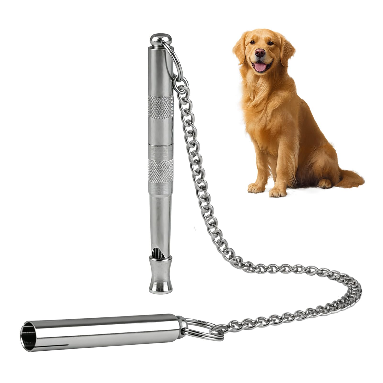 Hundepfeifen für Rückruf, 120 kHz, Metall, geräuschlos, Ultraschall, Hundetrainingspfeife mit Edelstahlkette, verstellbarer Frequenzabstand, Hundepfeifen, um das Bellen zu stoppen, für die
