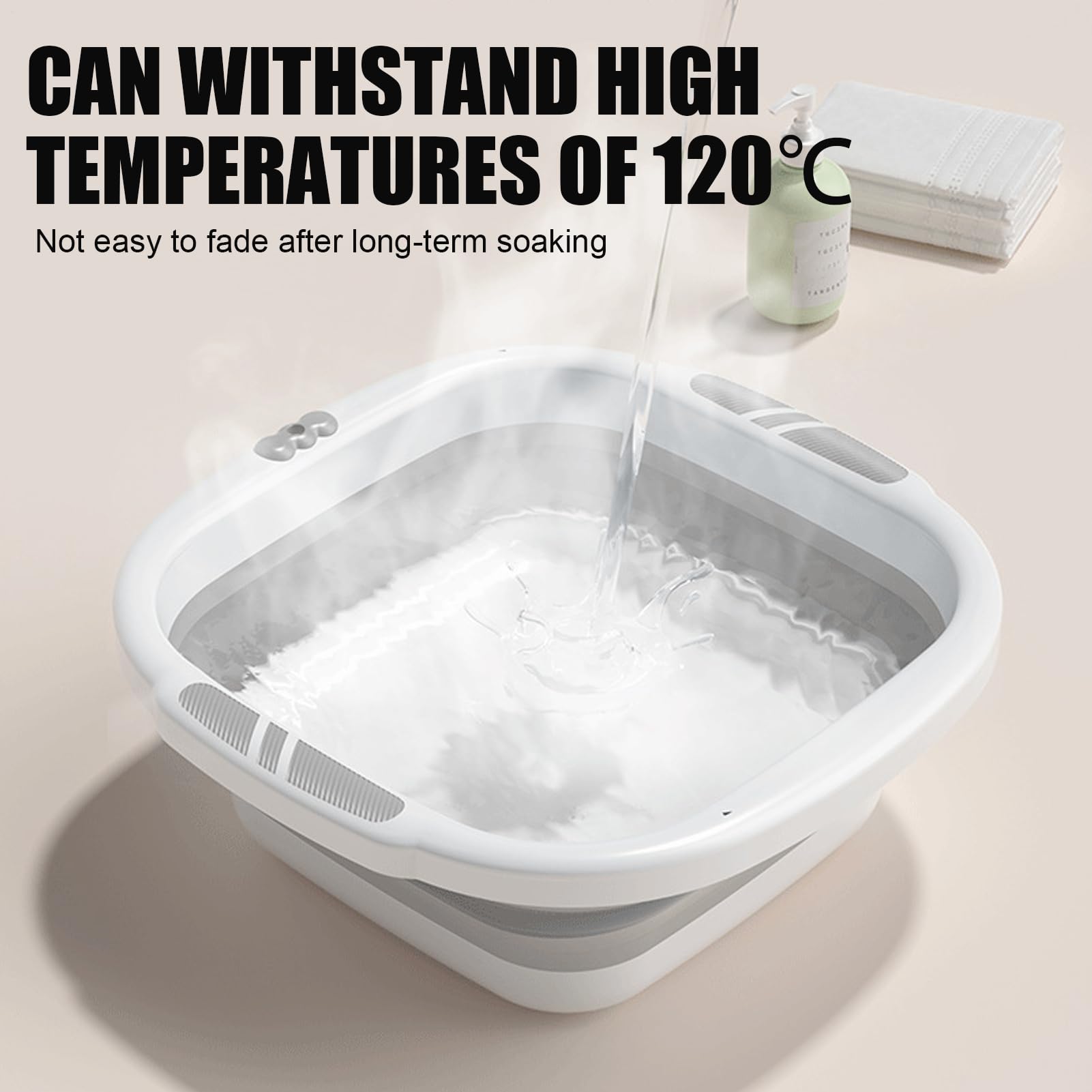 Lavabo pliable, bol avec rebord, rondelle en silicone durable, gain de place, bac à linge portable avec base antidérapante, multifonction pour le camping et la maison, la cuisine et les voyages