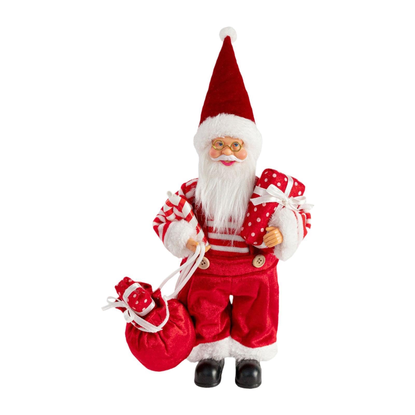 Figurine Père Noël et poupée de collection pour déco de table salon