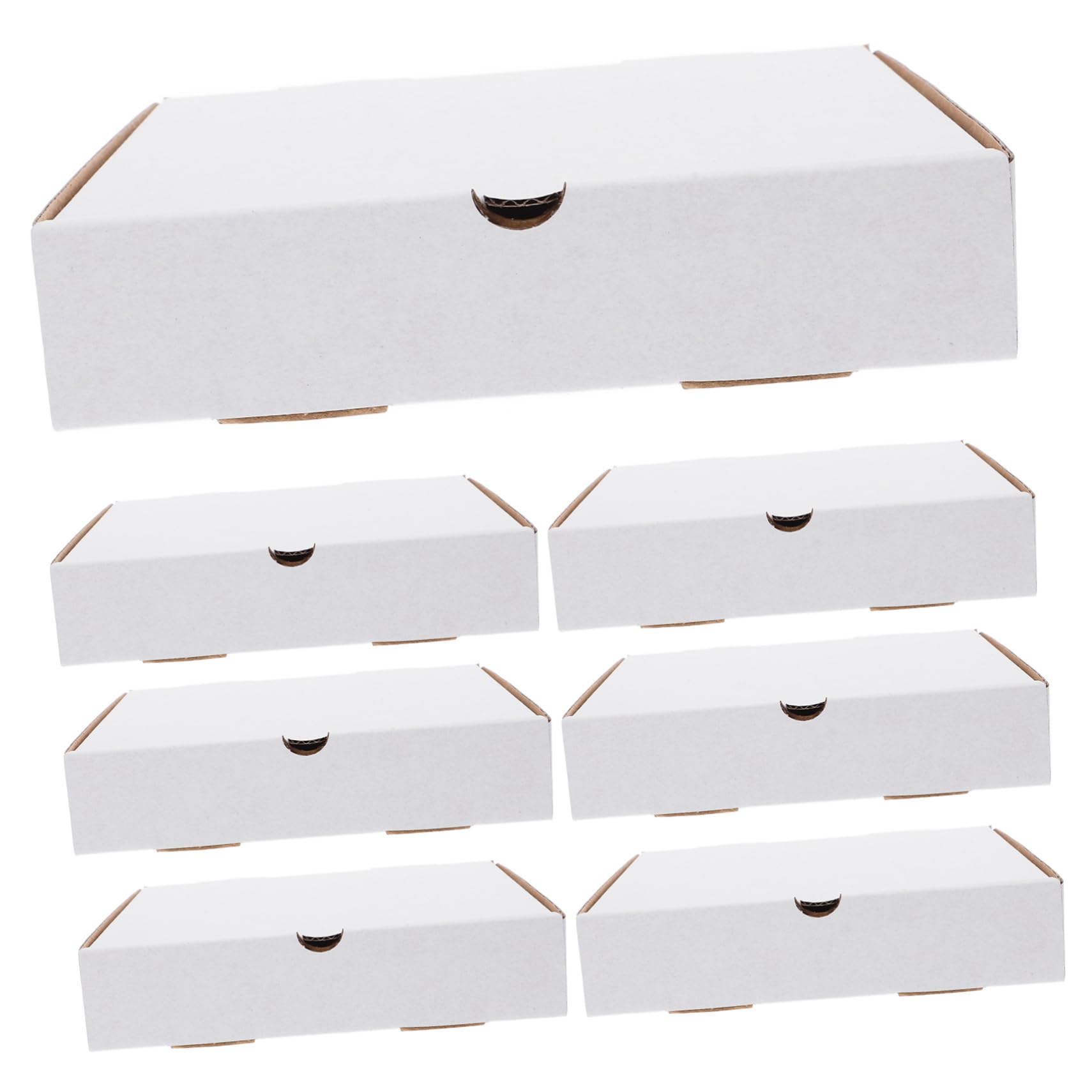 COLLBATH 30Pcs Reusable White Corrugated Pizza Boxes Kraft Containers for Takeout for Cookies