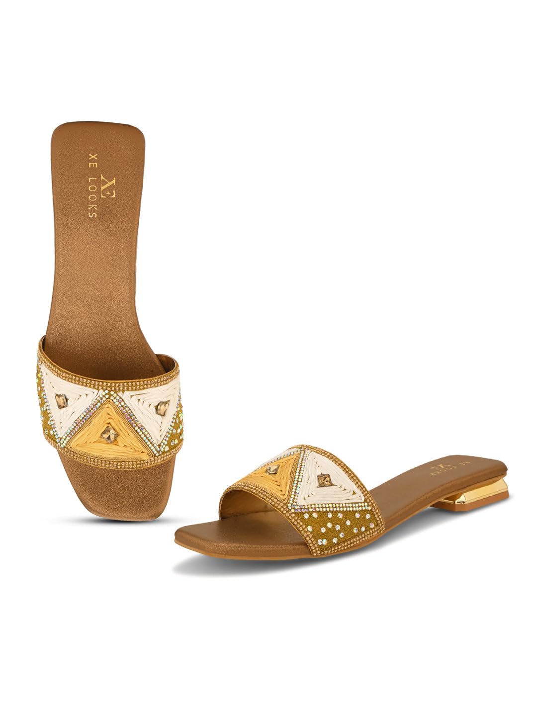 XE Looks Copper Flat Slippers with Geometric Beaded Embellishments for Women UK 4 (B0D9HHLY6W) Amazon Price History, Amazon Price Tracker