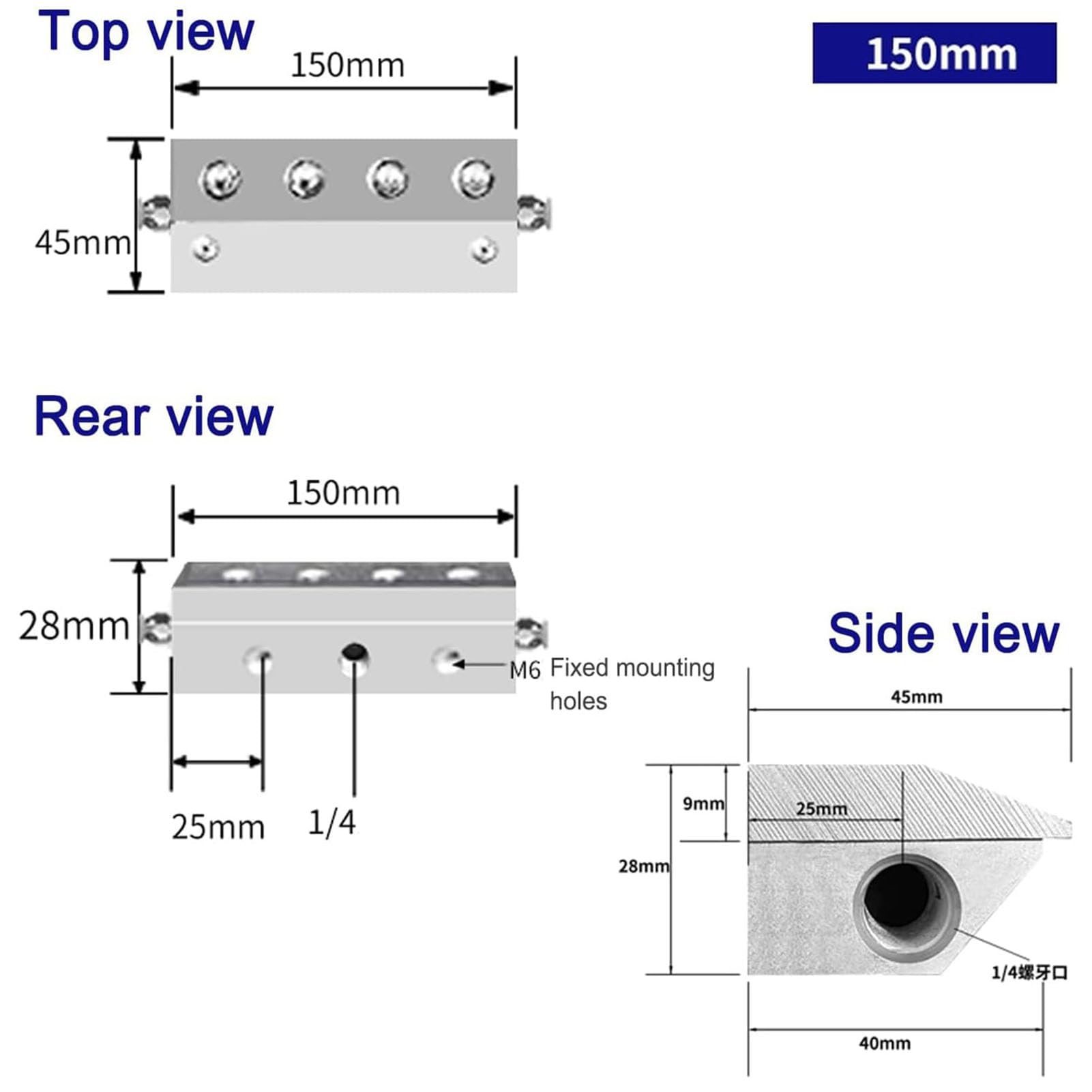 Soffiatore a lama d'aria, lama industriale per soffiare polvere con interfaccia filettatura da 1/4", accessori per linea di produzione, compatibile con compressore d'aria