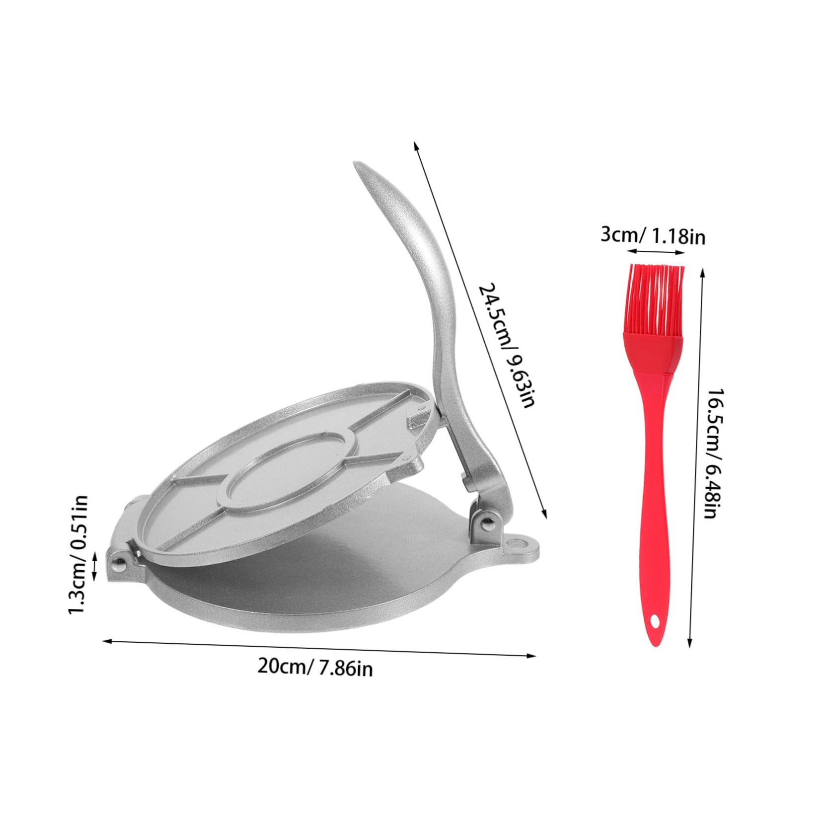 STOBAZA Manual Dough Press Mold for Dumplings Tortillas Empanadas Sturdy Tortilla Maker with Silicone Brush Convenient Multipurpose Kitchen Tool for Effortless Cooking
