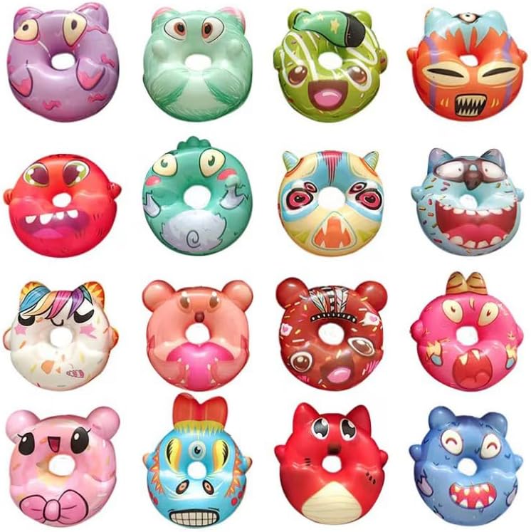 GOLDGESquishy Slow Rising Donuts (32 per Bag) - Assorted Critter-Shaped Squish Toys - Fun and Colorful Donut Toys