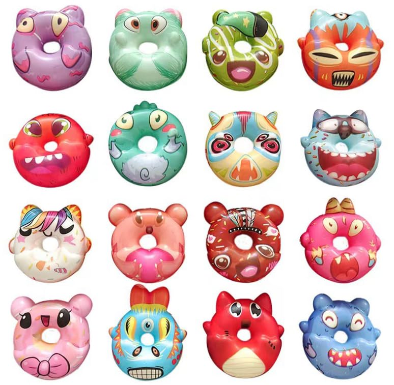 GOLDGE 32 Pcs Squishy Donut Keychains (Not Attached) - Colorful Party Favors, Goodie Bag, Pinata Stuffers, Classroom, Carnival Prizes, Treasure Box Toys for Kids (32 Pcs Squishy Donut Keychains)