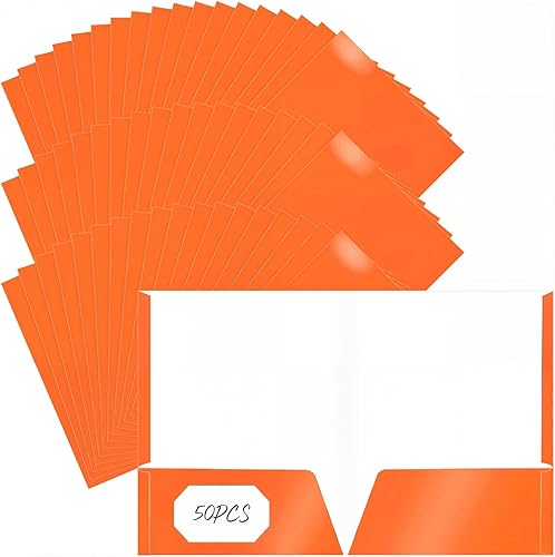 Miniatura 7 de Jutom 50 carpetas de papel brillante con 2 bolsillos, carteras laminadas de papel brillante, tamaño carta, carpetas de presentación con bolsillos