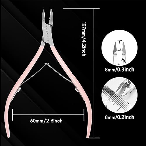 Miniatura 6 de Makartt Pinzas profesionales para cutículas, de acero duro, extremadamente afilado, cortador de cutículas de mandíbula completa, cuidado de uñas