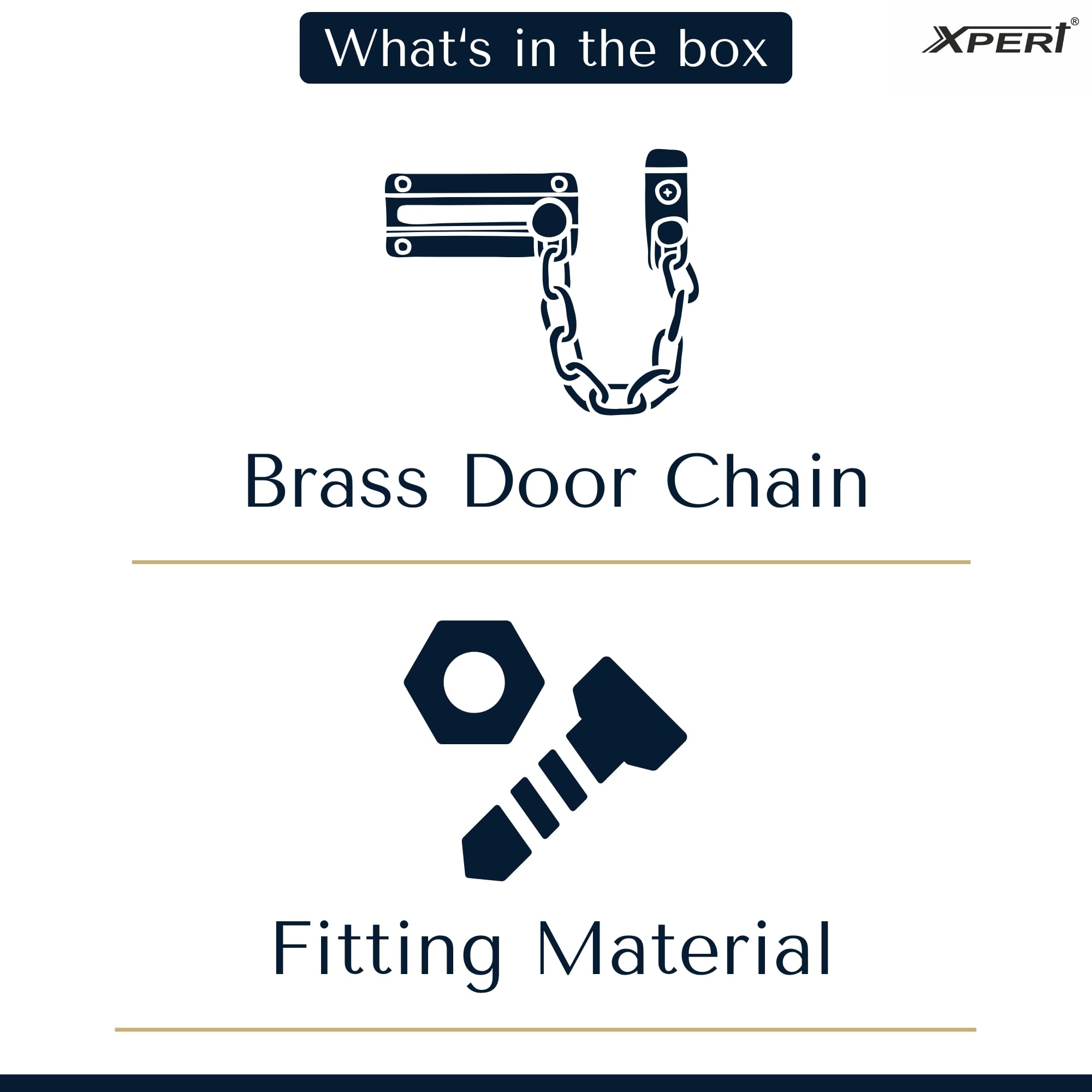 Brass Door Chain by Xpert (Pack of 1) Works with Chain Lock for Door & Door Lock - Door Chain Lock for Main Door & Safety Latch for Door - Latch Lock for Door & Door Safety (DC-145) — Amazon image 5