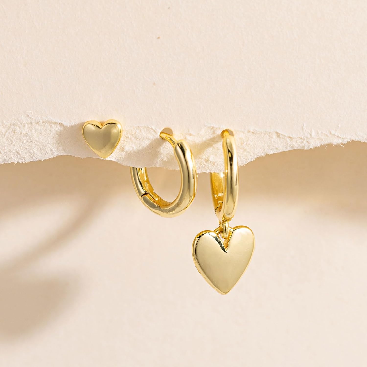 VRIUA 3 Pairs Gold Earrings Set - 14K Gold Plated Stacks Earring Bow Pearl Butterfly Heart Clover Star Moon Diamond Starburst Huggie Hoop Earrings for Women Trendy Jewelry - Image 6