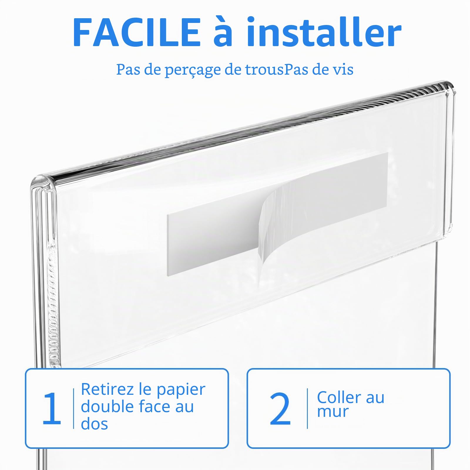 AITEE Lot de 6 supports muraux A4 en acrylique transparent avec bandes adhésives 3M, sans perçage, autocollant pour fixation murale pour bureau, maison, magasin, restaurant