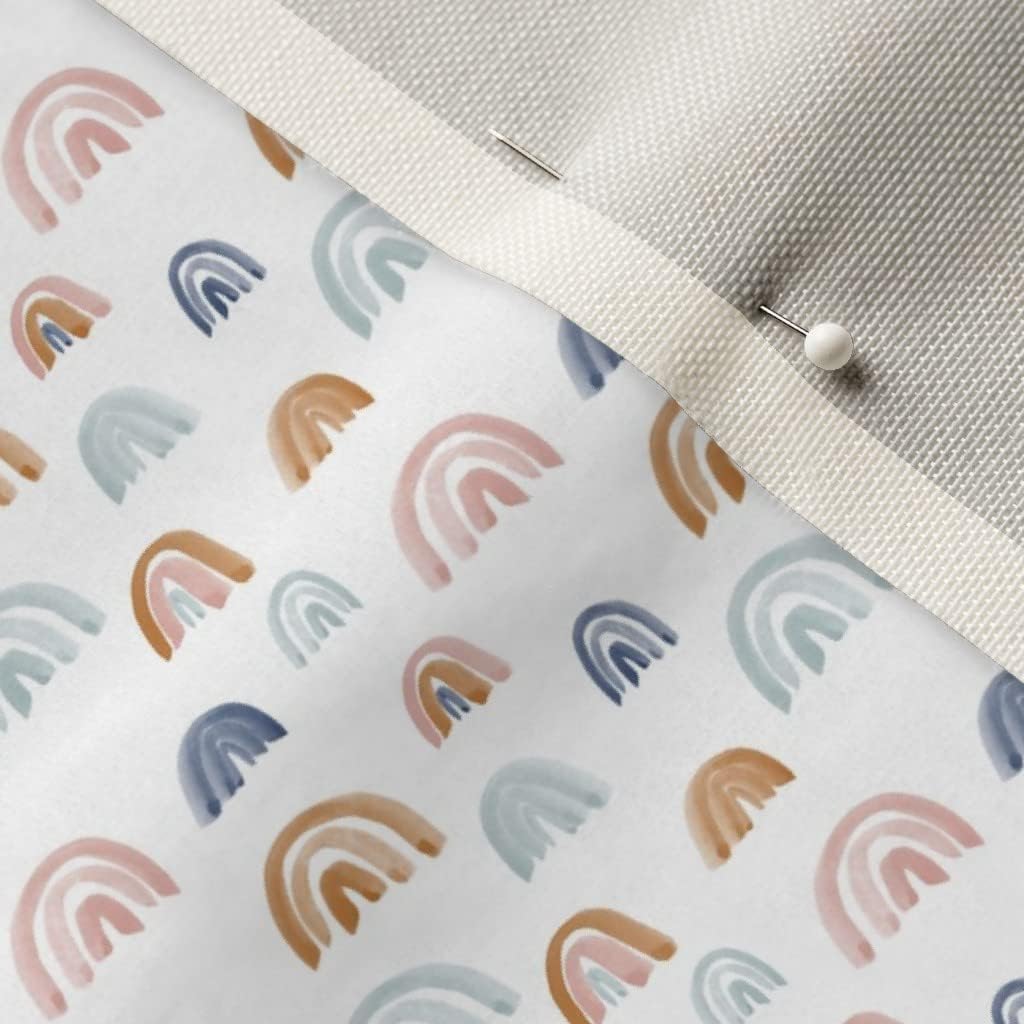 Spoonflower Fabric - White Rainbows Earth Tones Nursery Watercolor Gender Neutral Printed on Upholstery Velvet Fabric Fat Quarter - Upholstery Home Decor Bottomweight Apparel