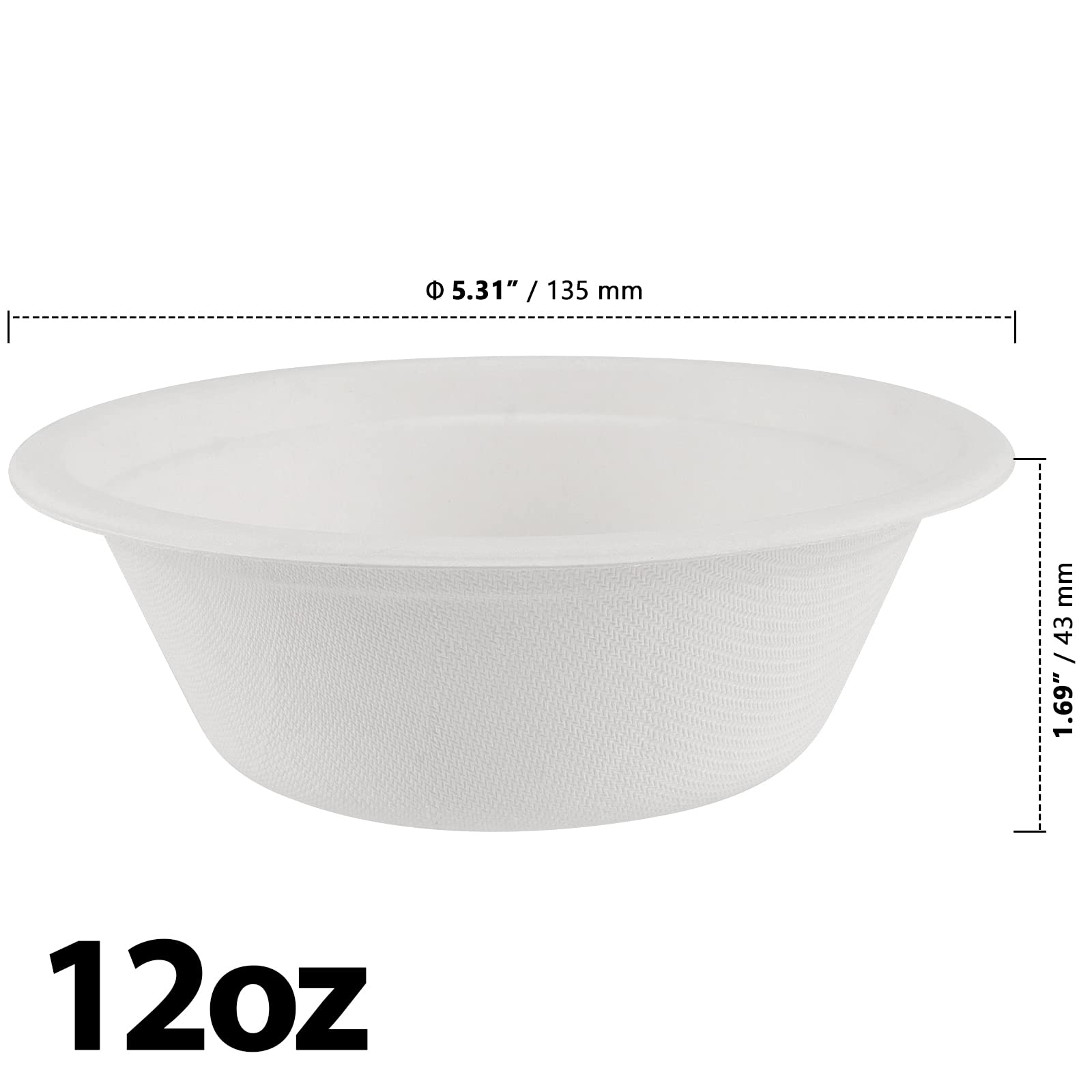 ZOENHOU Confezione da 200 ciotole di carta da 350 ml, rotonde, extra resistenti, in bagassa e canna da zucchero, per barbecue, feste, picnic, Natale, Halloween