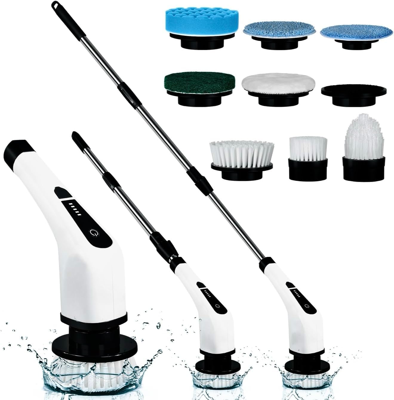 Electric Spin Scrubber Cordless Cleaning Brush Scrubber for Home Bath Tub Power Scrubber 9 Replaceable Brush Heads Detachable