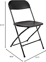 Vista 2 de BTEXPERT Juego de 10 sillas plegables de plástico negro, marco de acero, silla comercial de alta capacidad para eventos, juego ligero para oficina