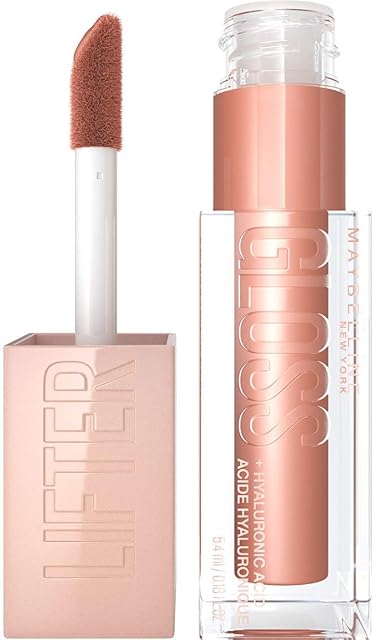 Maybelline New York Lifter Gloss, Plumping & Hydrating Lip Gloss with Hyaluronic Acid, 5.4 ml, Shade: 008, Stone