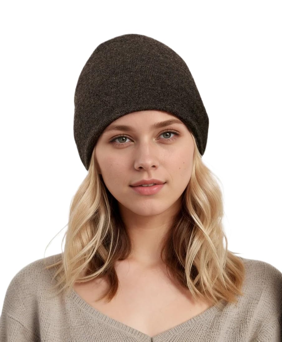 Winter 2-lagig Wendemütze 100% Kaschmir-Mütze 2-farbig Beanie für Damen