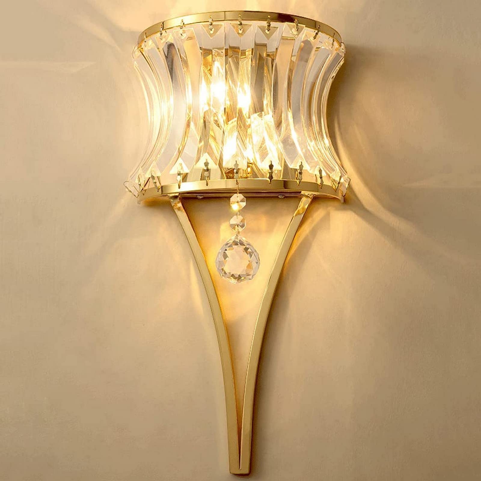 MYUYEE Wall Light Post-Crystal Wall Lamp, Simple Bedroom Bedside Lamp, Individual Creative Living Room Corridor Background Wall Wall Sconces,E14 Lamp Holder Bedside Decor Lamp