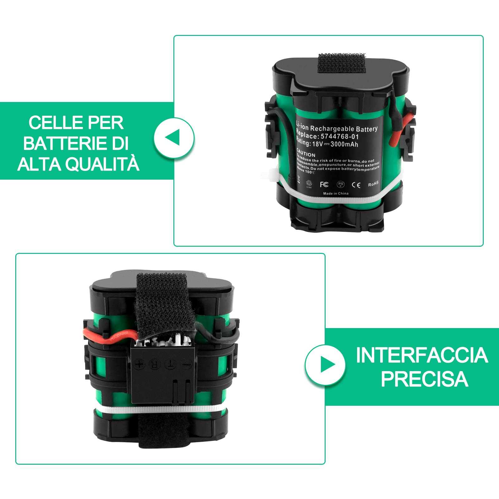18V 3,0Ah Batteria di Ricambio per Gardena R38Li, R40Li, R45Li, R50Li, R70Li, R75Li, R80Li, 124562